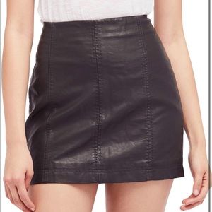 Free People Black Leather Skirt Size 2